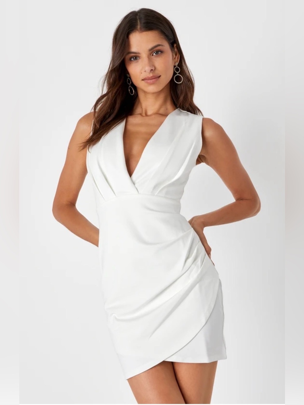 Lulu’s Cocktail Hour Ivory Wrap Dress